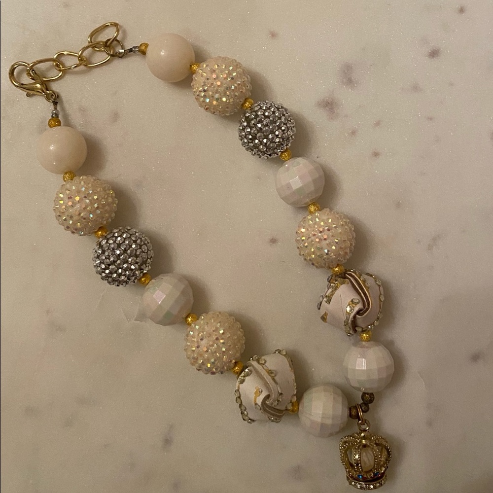 Bubble necklace with crown charm/gently used